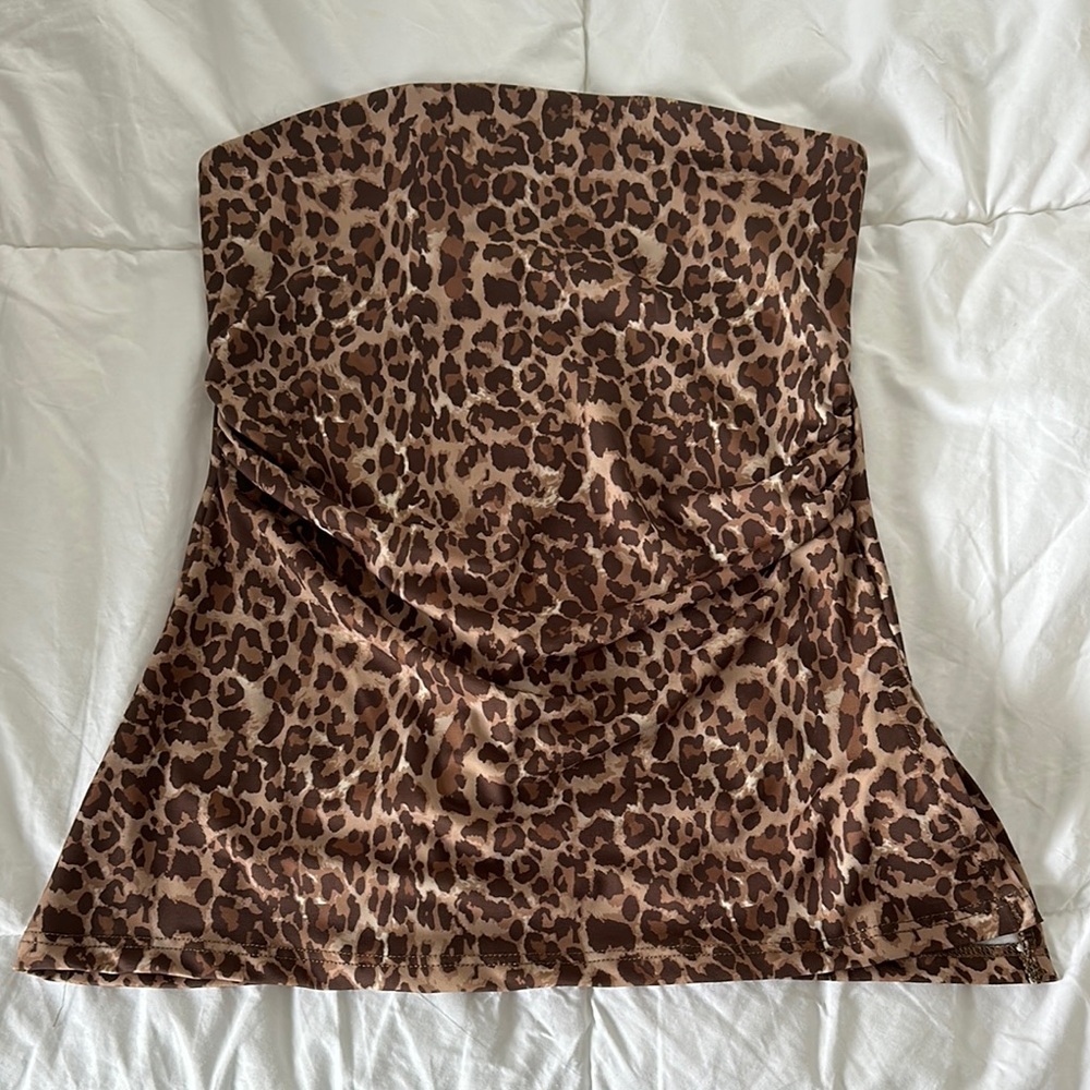 Leopard Print Strapless Top